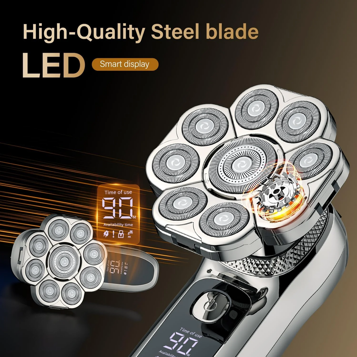 Electric Razor for Men Cordless: Wet/Dry Rotary Shaver Waterproof - USB Fast Charging & Sensitive Skin Care - Pop up Trimmer & Precision Blades