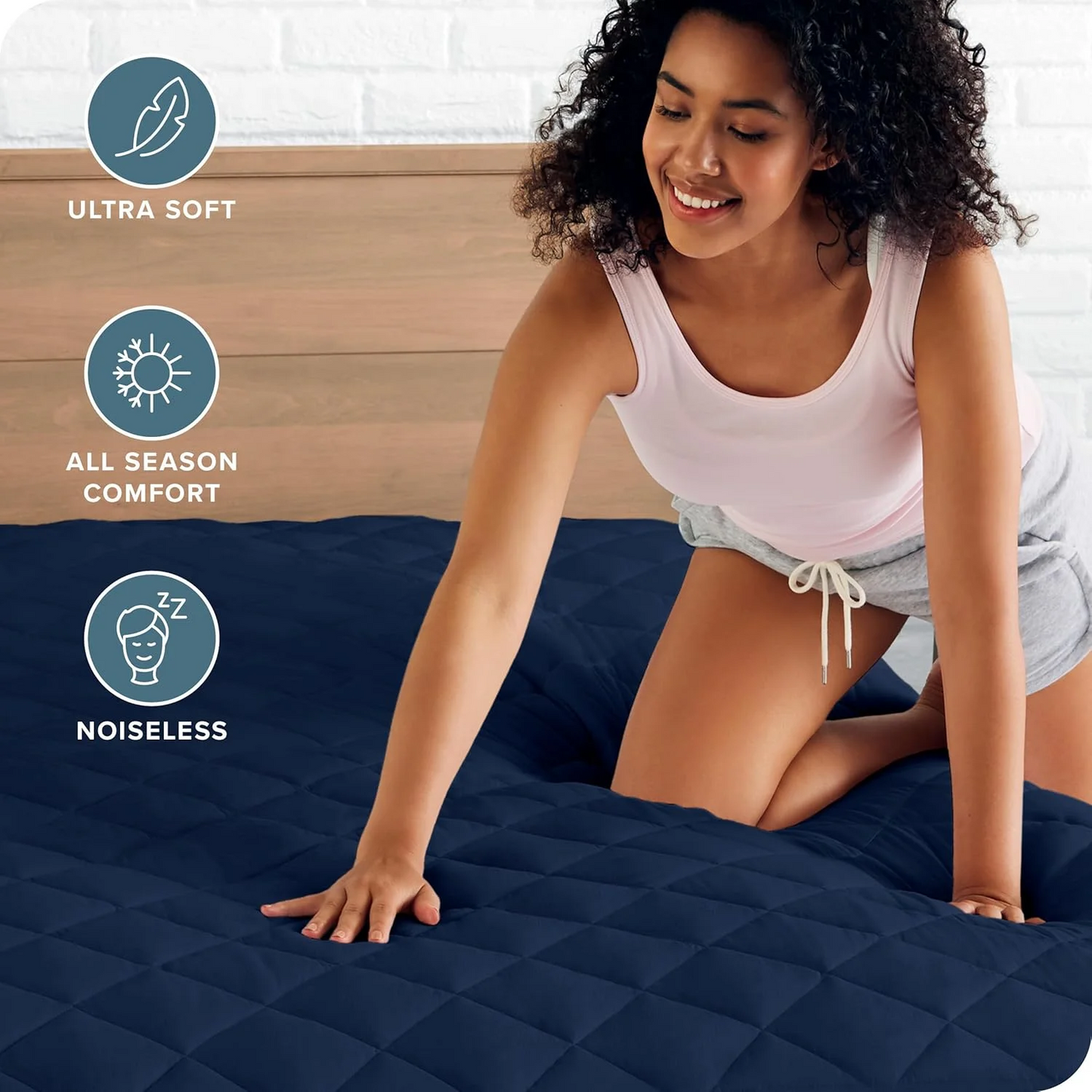 King Size Waterproof Mattress Pad Protector, Breathable Quilted Mattress Cover Noiseless Waterproof Fitted Sheet Mattress Topper Upto 21" Deep Pocket
