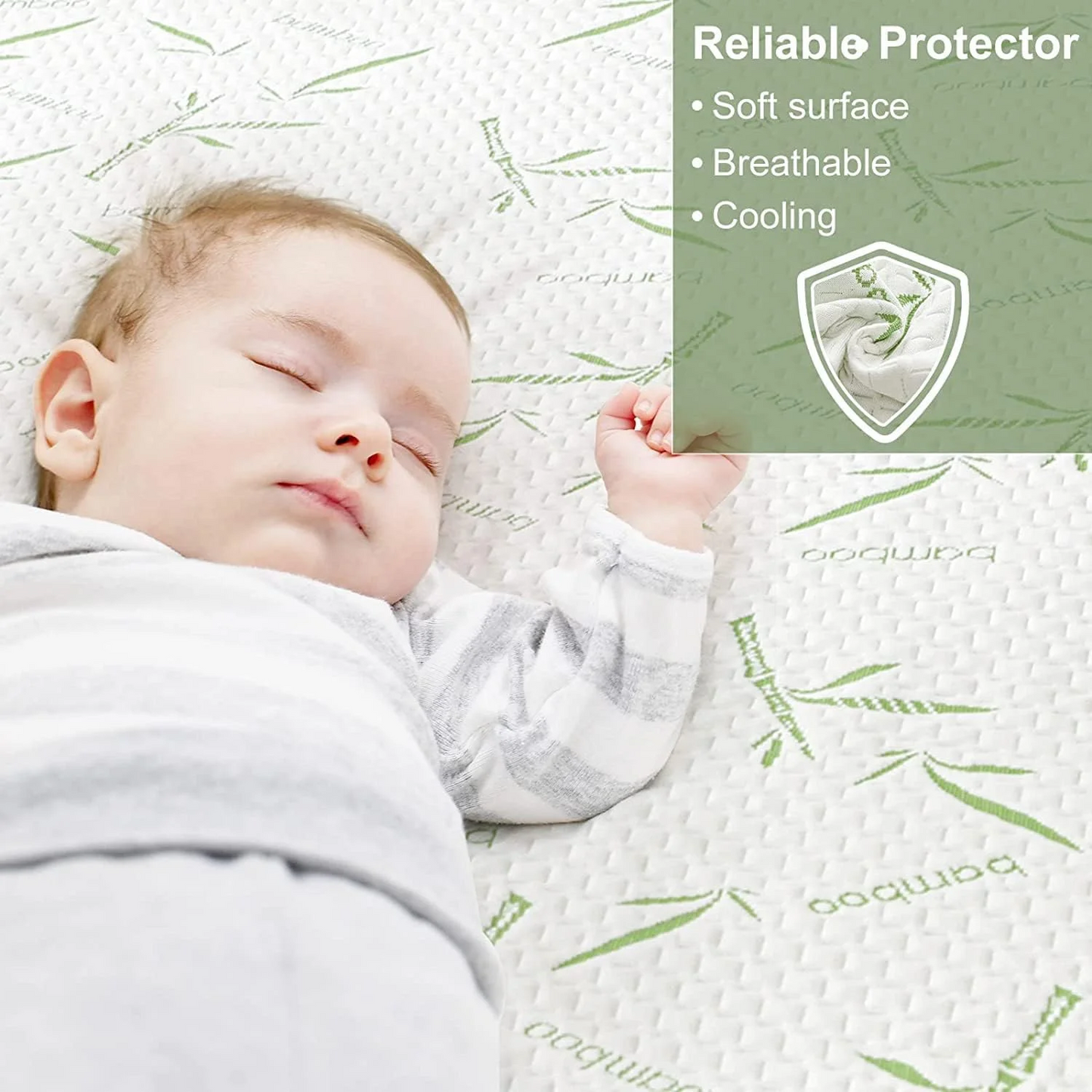 Queen Size Waterproof Mattress Pad Protector, Breathable Quilted Mattress Cover Noiseless Waterproof Fitted Sheet Mattress Topper Upto 21" Deep Pocket