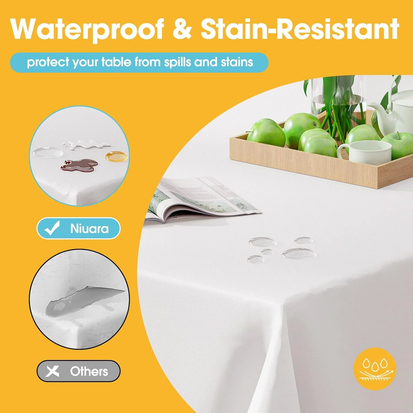 Premium Plastic Tablecloth 54 Inch. x 108 Inch. Rectangle Table Cover-White