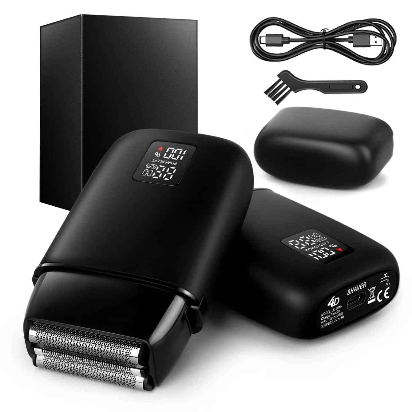 Electric Foil Shaver for Men, Mini Electric Razor with 3 Blade Heads Floating Head IPX7 Waterproof Wet and Dry Protable Beard Trimmer for Travel