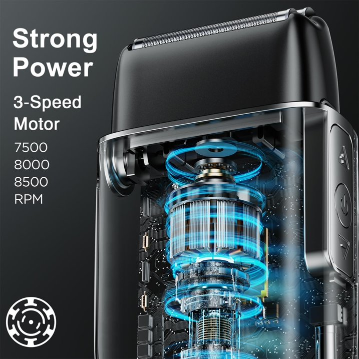 Electric Foil Shaver for Men, Mini Electric Razor with 3 Blade Heads Floating Head IPX7 Waterproof Wet and Dry Protable Beard Trimmer for Travel