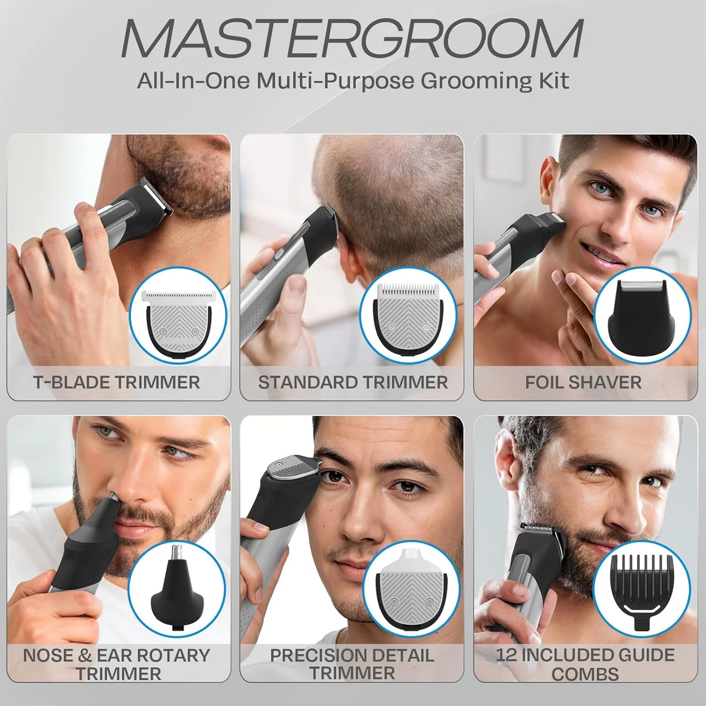 Ufree Beard Trimmer for Men, Electric Razor Shaver, Cordless Hair Clipper Shaving Kit for Mustache Body Nose Ear Hair Facial, Adjustable Beard Grooming Kit Birthday Gifts for Men