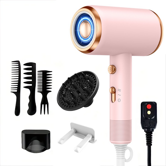 Professional Ionic Hair Dryer, Powerful 1800W Fast Drying Low Noise Blow Dryer with 2 Concentrator Nozzle 1 Diffuser Attachments for Home Salon Travel