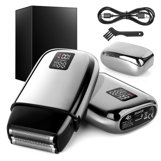 Electric Foil Shaver for Men: Portable Electric Razor for Beard/Face - 3 Floating Blade LED Display USB-C Fast Rechargeable - IPX7 Waterproof for Travel & Home