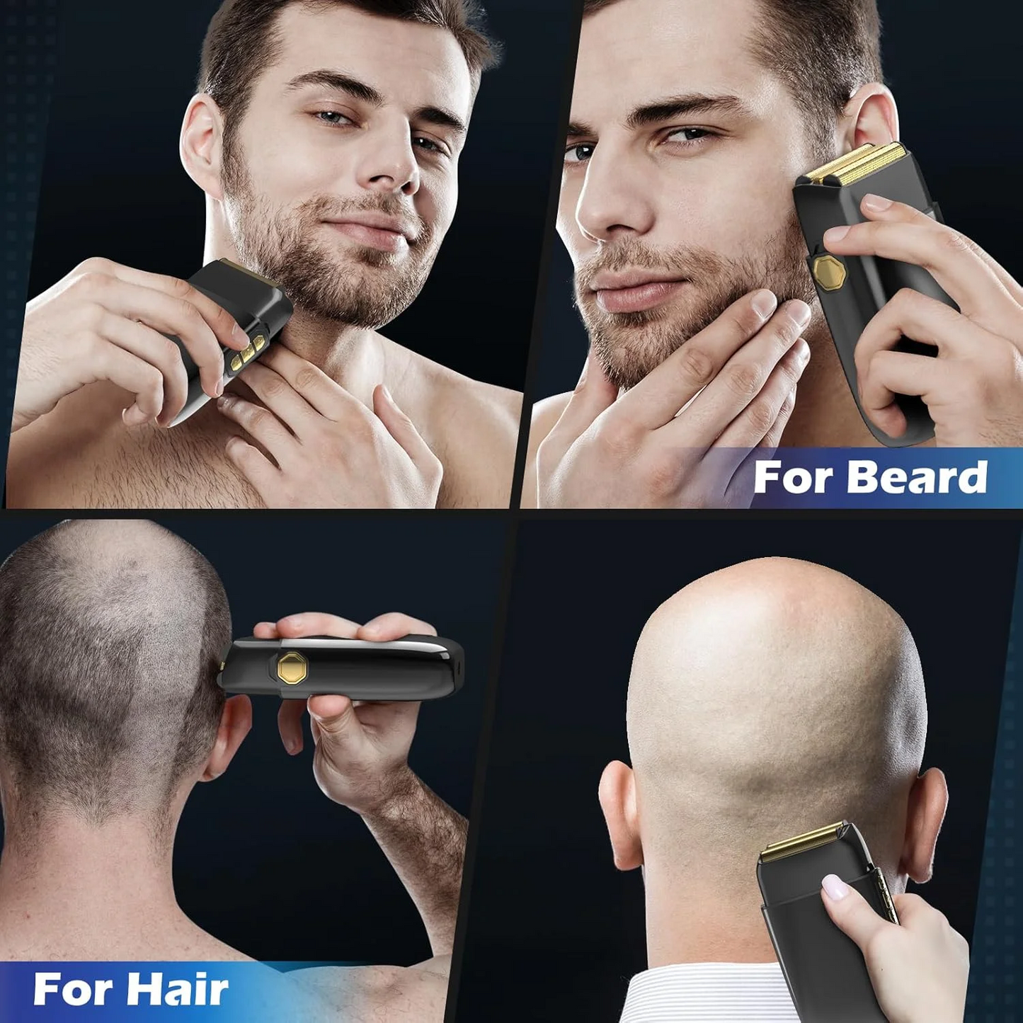 Electric Foil Shaver for Men: Portable Electric Razor for Beard/Face - 3 Floating Blade LED Display USB-C Fast Rechargeable - IPX7 Waterproof for Travel & Home
