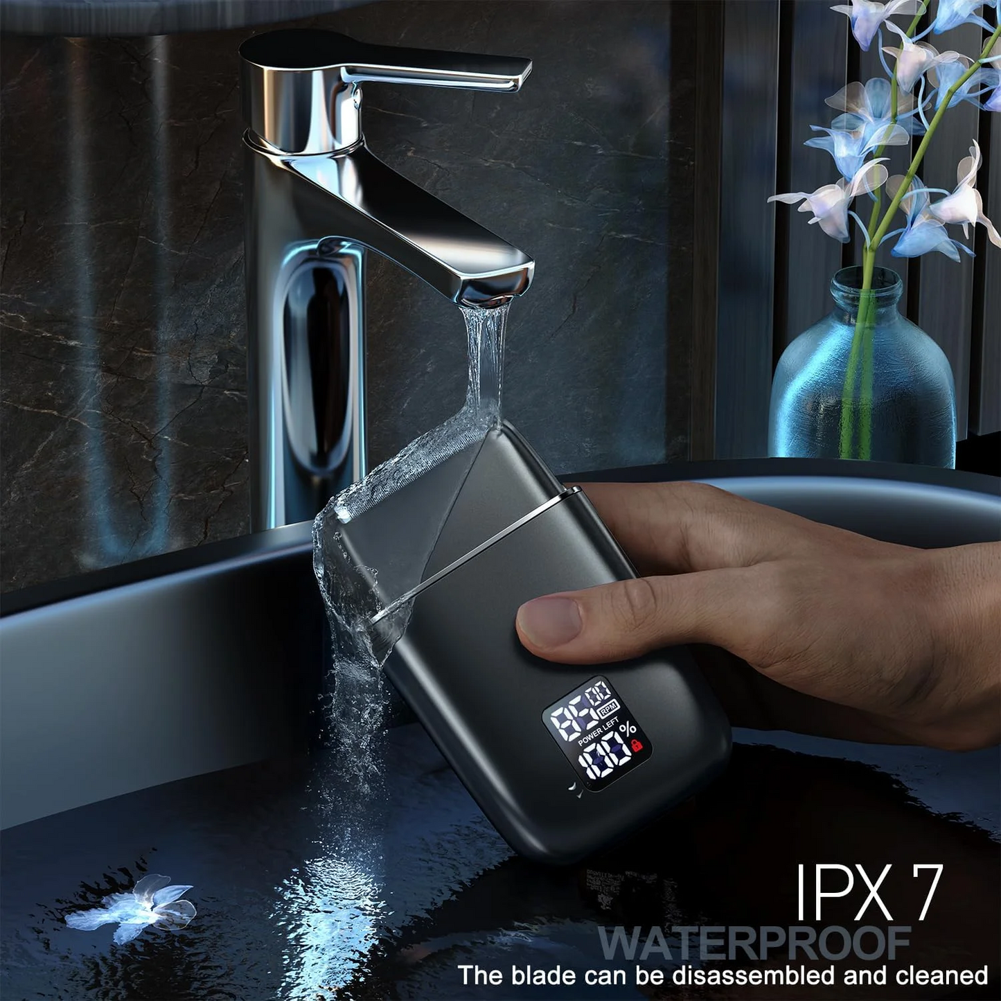 Electric Foil Shaver for Men: Portable Electric Razor for Beard/Face - 3 Floating Blade LED Display USB-C Fast Rechargeable - IPX7 Waterproof for Travel & Home