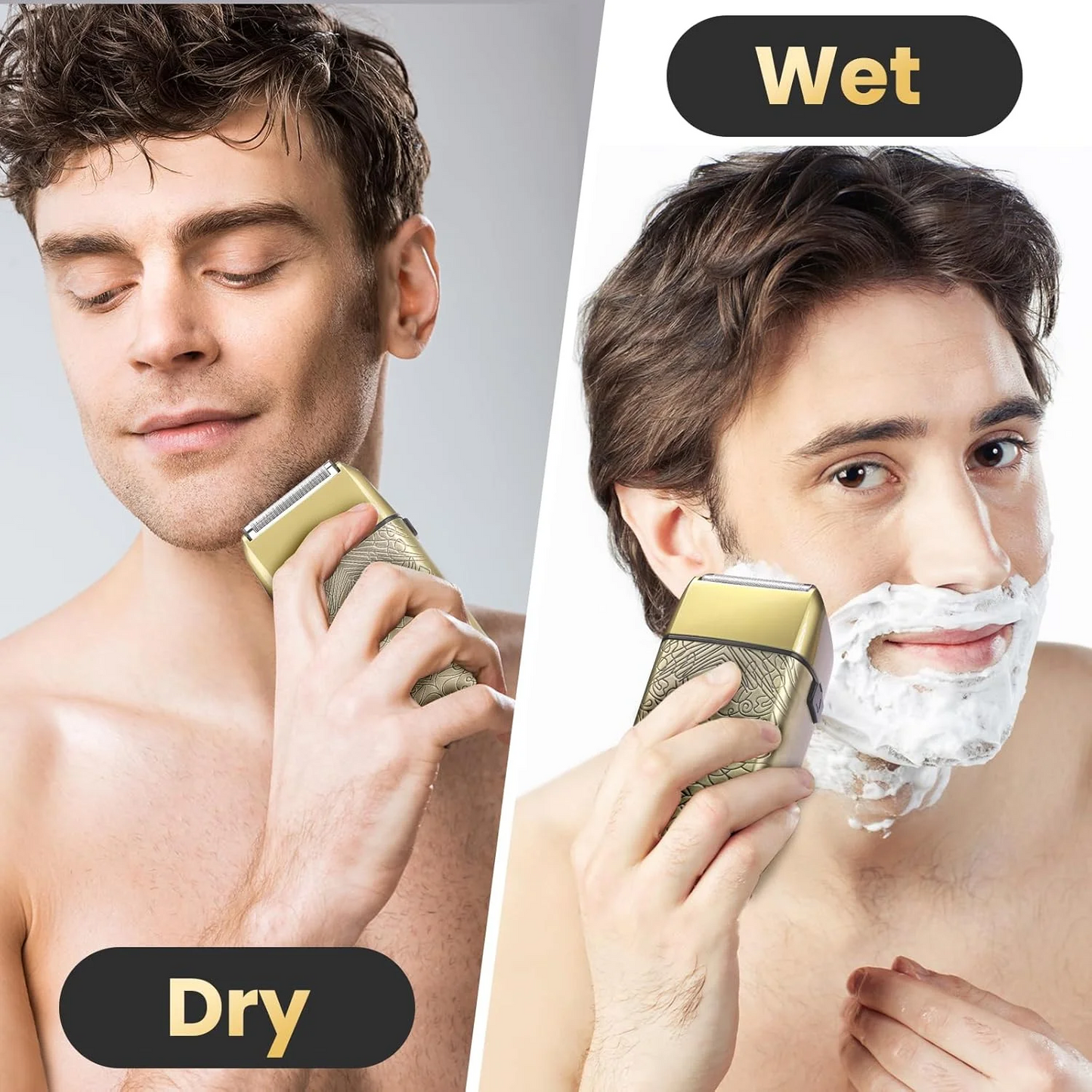 Electric Foil Shaver for Men: Portable Electric Razor for Beard/Face - 3 Floating Blade LED Display USB-C Fast Rechargeable - IPX7 Waterproof for Travel & Home