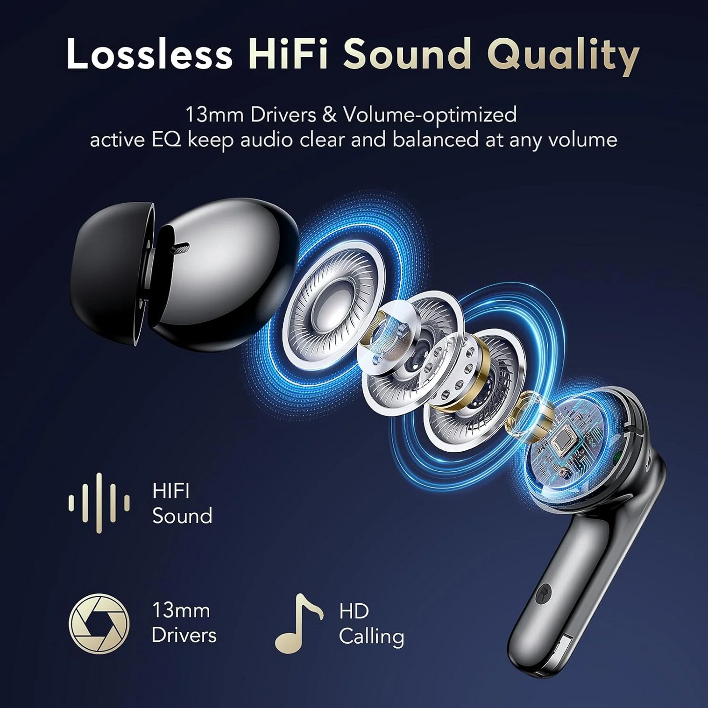 Wireless Bluetooth 5.4 Earbuds, Ear Buds LED Power Display Headphones 6D Stereo, Bluetooth Earbuds in-Ear Noise Cancelling Mic, 40H Playback Mini Case IP7 Waterproof Sports Earphones for Android iOS
