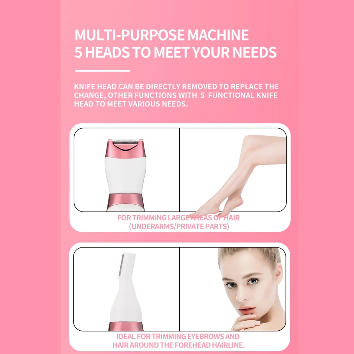 Electric Bikini Trimmer for Women,Led Power Display Removal for Body Nose Hair Trimmer Face Shavers Eyebrow Legs Armpit Bikini Area Pubic Underarms Rechargeable Portable 4 in 1 Womens Razors Set