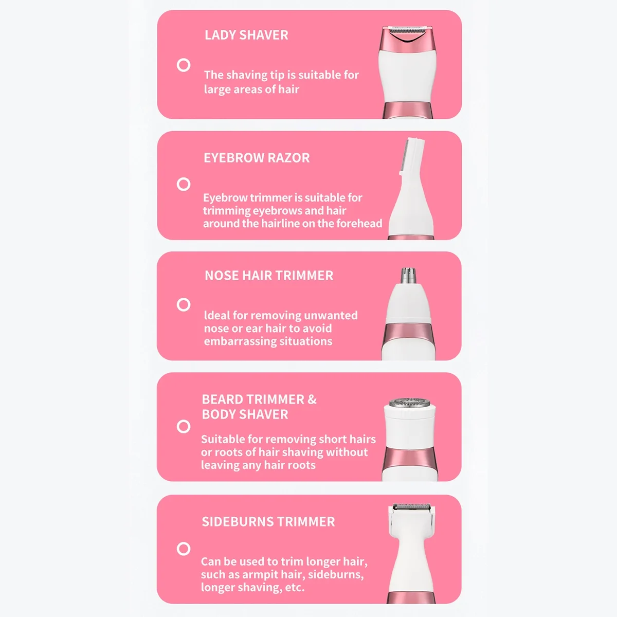 Electric Bikini Trimmer for Women,Led Power Display Removal for Body Nose Hair Trimmer Face Shavers Eyebrow Legs Armpit Bikini Area Pubic Underarms Rechargeable Portable 4 in 1 Womens Razors Set