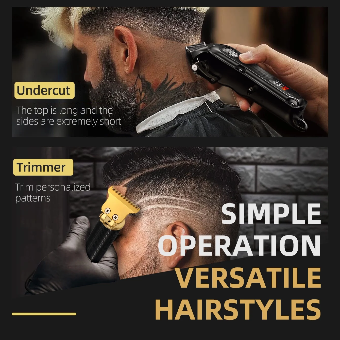 Professional Hair Clippers & Beard Trimmer Set for Men – Cordless Barber Clippers with LCD Display, Precision Trimmer & Travel Case – Gifts for Men Husband Father