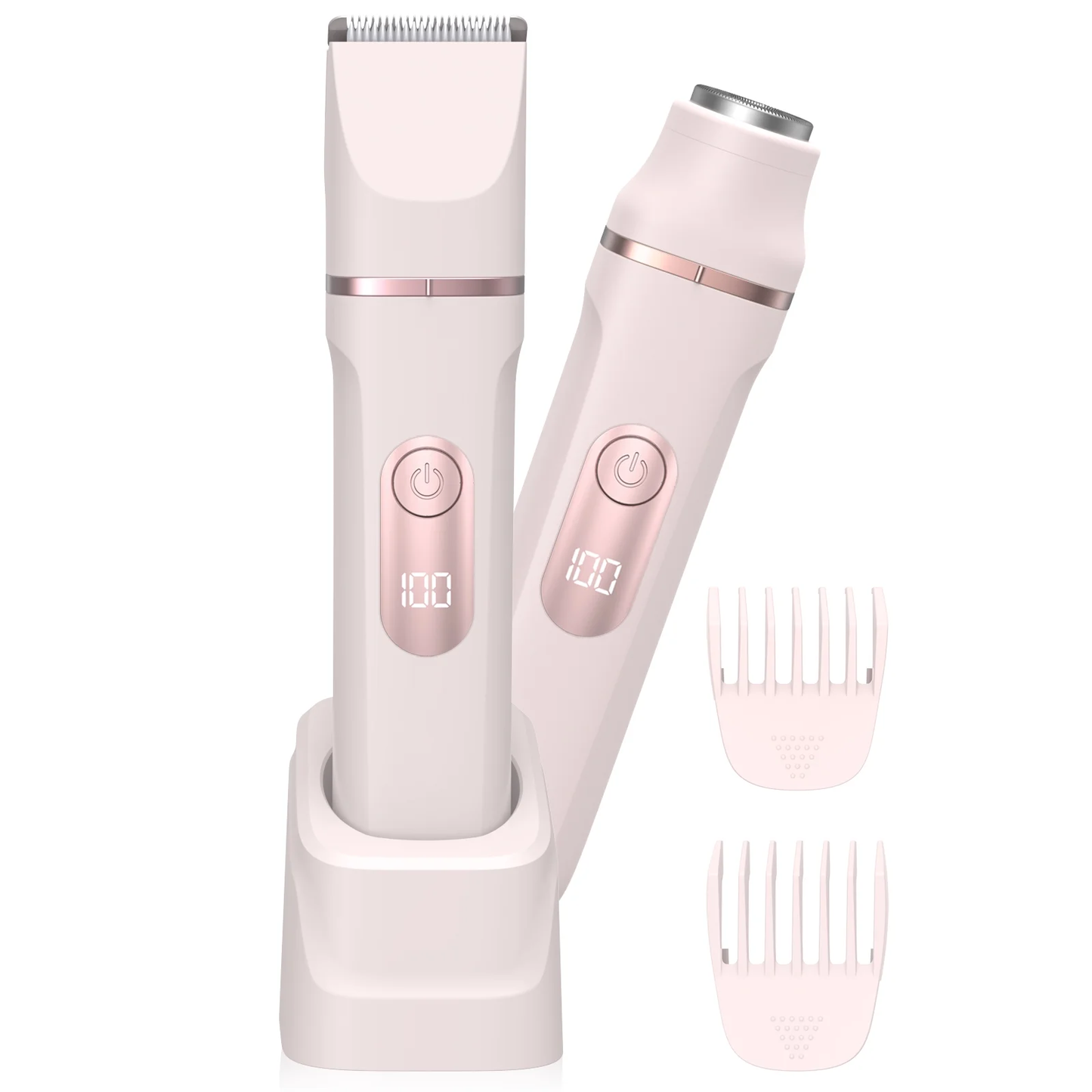 Hoey Bikini Trimmer for Women-Painless Electric Razor for Silk Skin,Cordless Wet/Dry Body Shaver for Trip,Replaceable Lady Facial Groomer,IPX7 Waterproof & Easy Cleaning,Ceramic Blade,USB Charge Dock