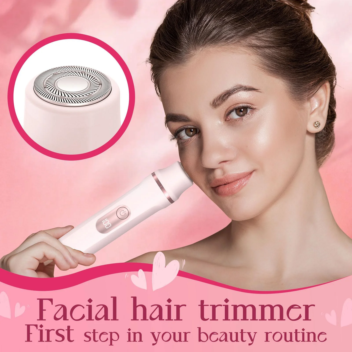 Hoey Bikini Trimmer for Women-Painless Electric Razor for Silk Skin,Cordless Wet/Dry Body Shaver for Trip,Replaceable Lady Facial Groomer,IPX7 Waterproof & Easy Cleaning,Ceramic Blade,USB Charge Dock