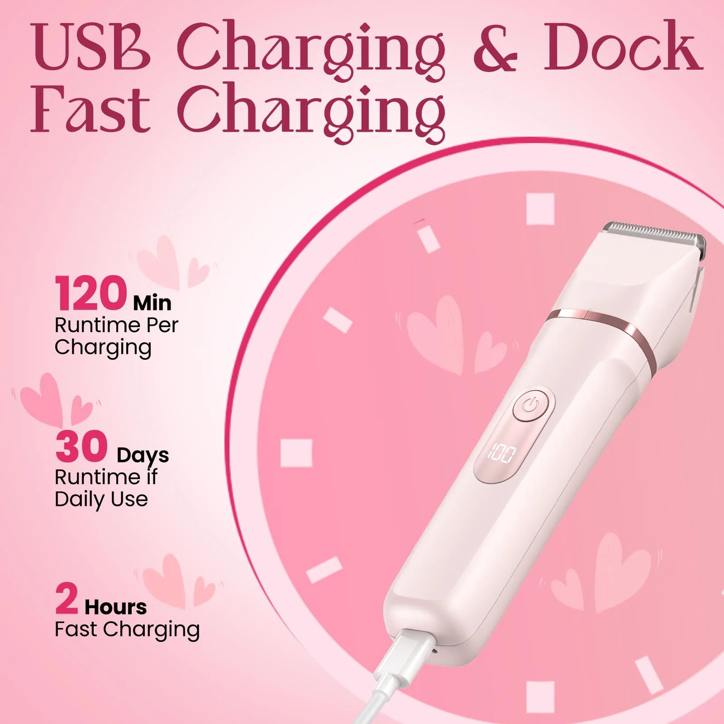 Hoey Bikini Trimmer for Women-Painless Electric Razor for Silk Skin,Cordless Wet/Dry Body Shaver for Trip,Replaceable Lady Facial Groomer,IPX7 Waterproof & Easy Cleaning,Ceramic Blade,USB Charge Dock