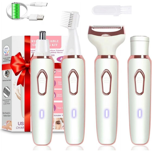 Electric Razor for Women Electric Shaver, Trimmer for Women 4 in 1 Hair Trimmer, for Nose Hair Eyebrow Bikini Beard Trimmer, Cordless Portable Rechargeable Body Razor Wet & Dry