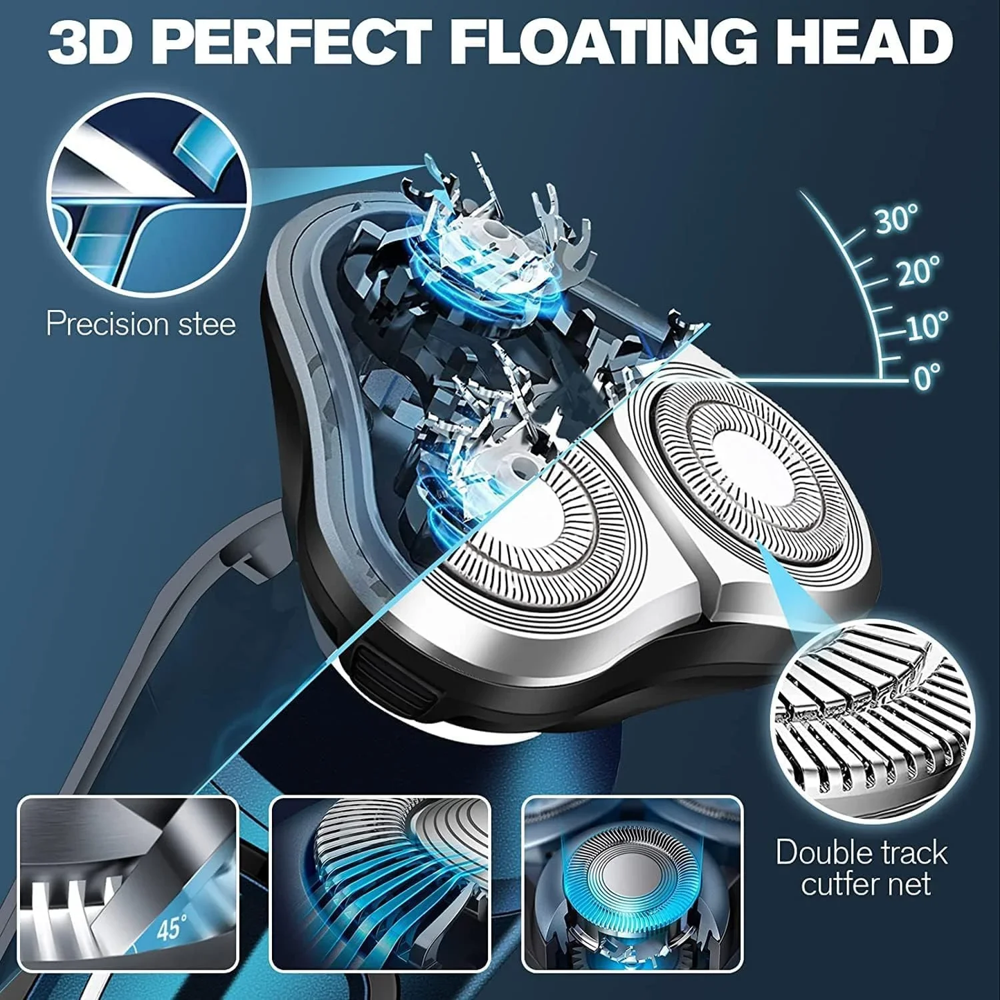 Electric Shaver Razor for Men, 3 in 1 Men's Cordless LED Display IPX7 Waterproof Nose Hair Beard Trimmer Grooming Kit with Wet Dry Rechargeable Use