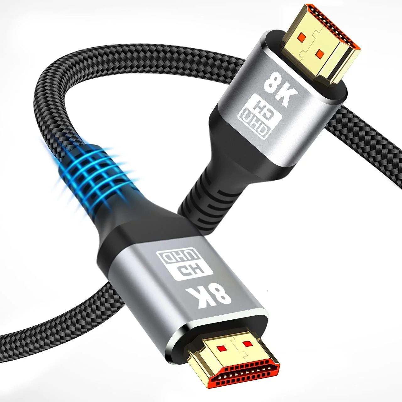 8K HDMI Cable 2.1,6FT/2M Slim 48Gbps High Speed HDMI Braided Cord-4K@120Hz 144Hz 8K@60Hz, HDCP 2.2&2.3, Dynamic HDR,eARC,DTS:X,RTX 3090,Dolby Compatible with Projector,Laptop,Television,Monitor
