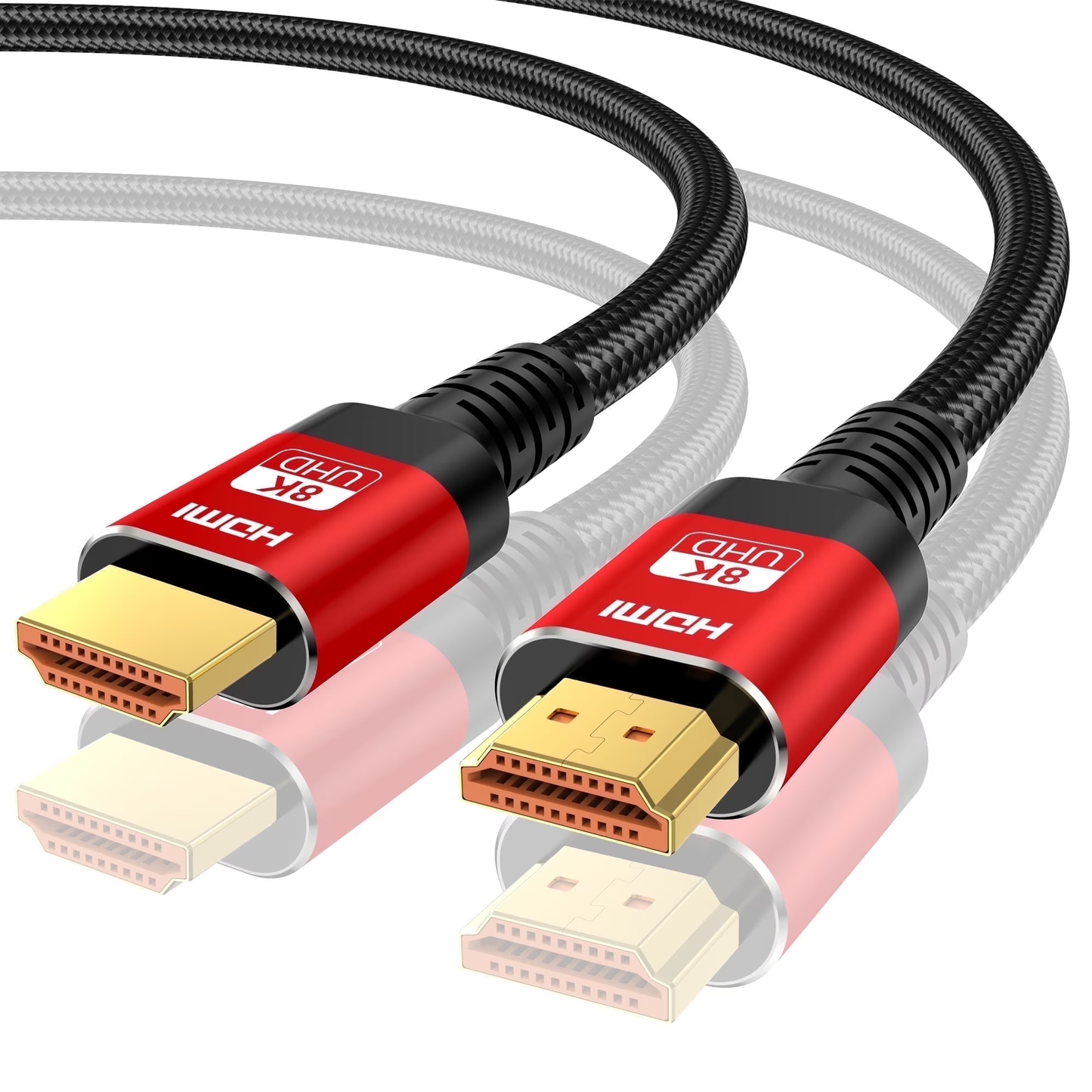 8K HDMI Cable 2.1, 6FT/2M Slim 48Gbps High Speed HDMI Braided Cord-4K@120Hz 144Hz 8K@60Hz, HDCP 2.2&2.3, Dynamic HDR,eARC,DTS:X,RTX 3090,Compatible with Projector , Laptop , Television , Monitor