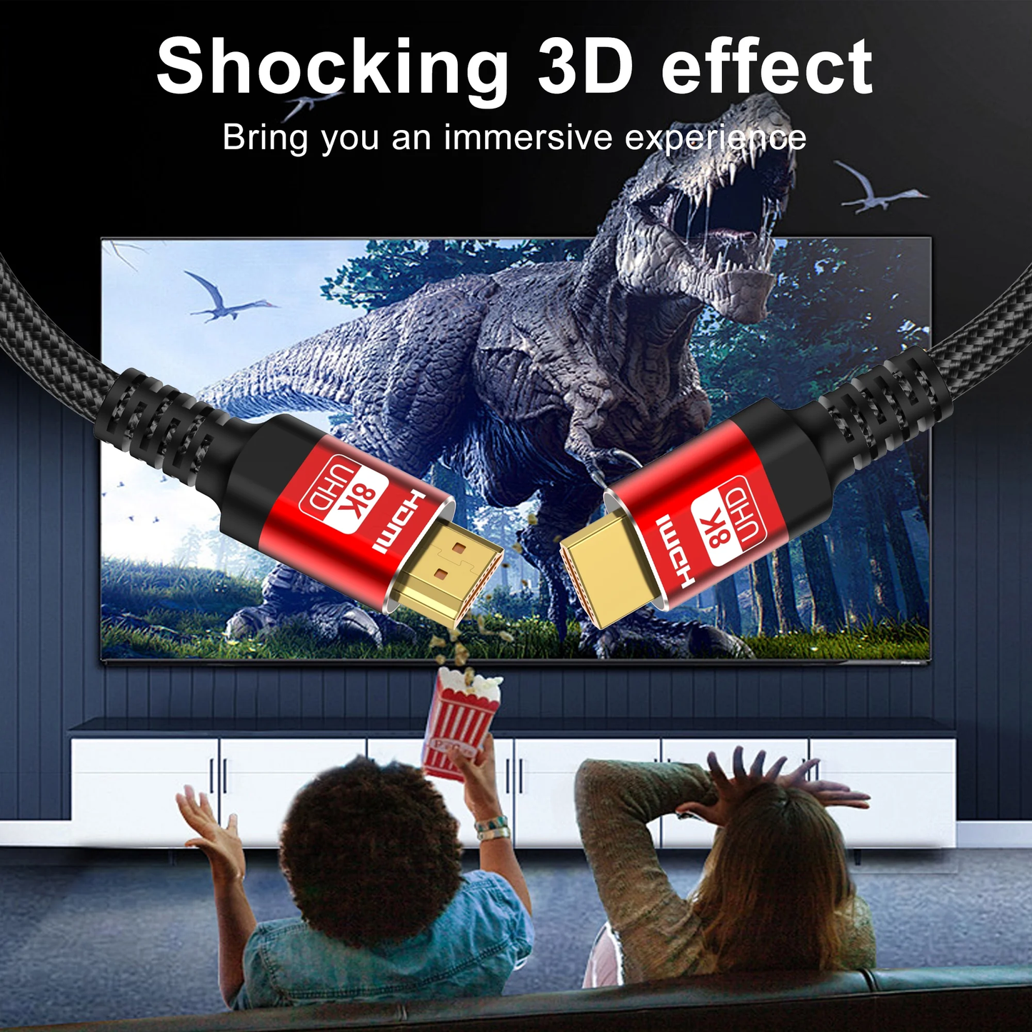 8K HDMI Cable 2.1, 6FT/2M Slim 48Gbps High Speed HDMI Braided Cord-4K@120Hz 144Hz 8K@60Hz, HDCP 2.2&2.3, Dynamic HDR,eARC,DTS:X,RTX 3090,Compatible with Projector , Laptop , Television , Monitor