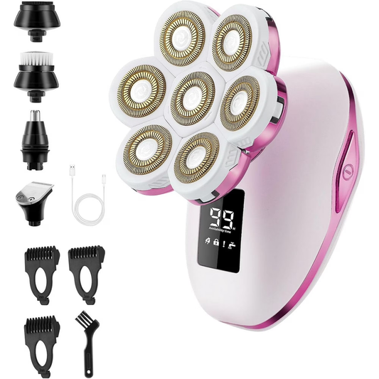 Hoey 5 in 1 Painless Hair Remover for Women, Facial Hair Removal, Electric Cordless Shaver Set, Wet & Dry Lady Razor for Women for Bikini Line, Nose Hair, Eyebrow, Arm, Leg USB Rechargeable