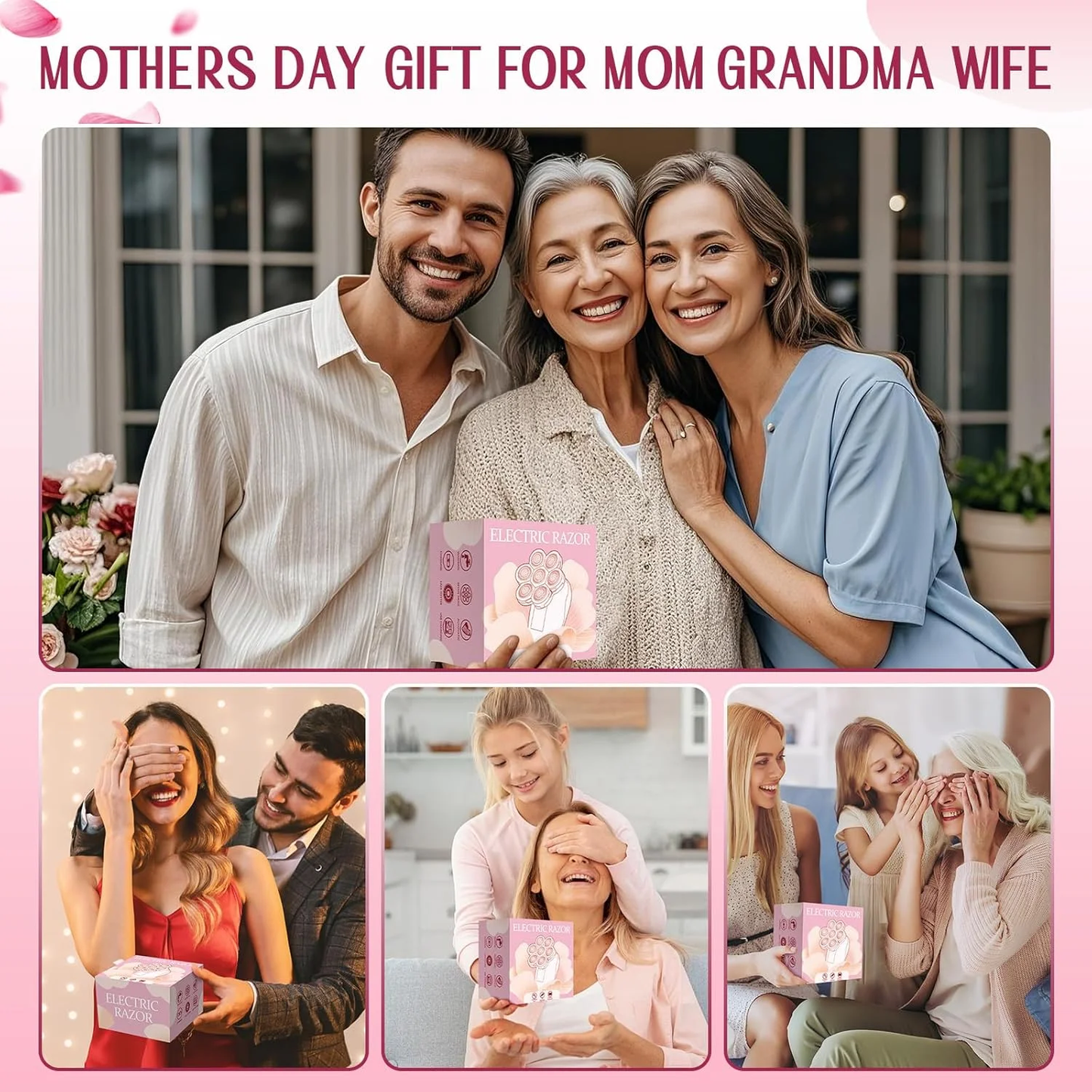 Hoey 5 in 1 Painless Hair Remover for Women, Facial Hair Removal, Electric Cordless Shaver Set, Wet & Dry Lady Razor for Women for Bikini Line, Nose Hair, Eyebrow, Arm, Leg USB Rechargeable