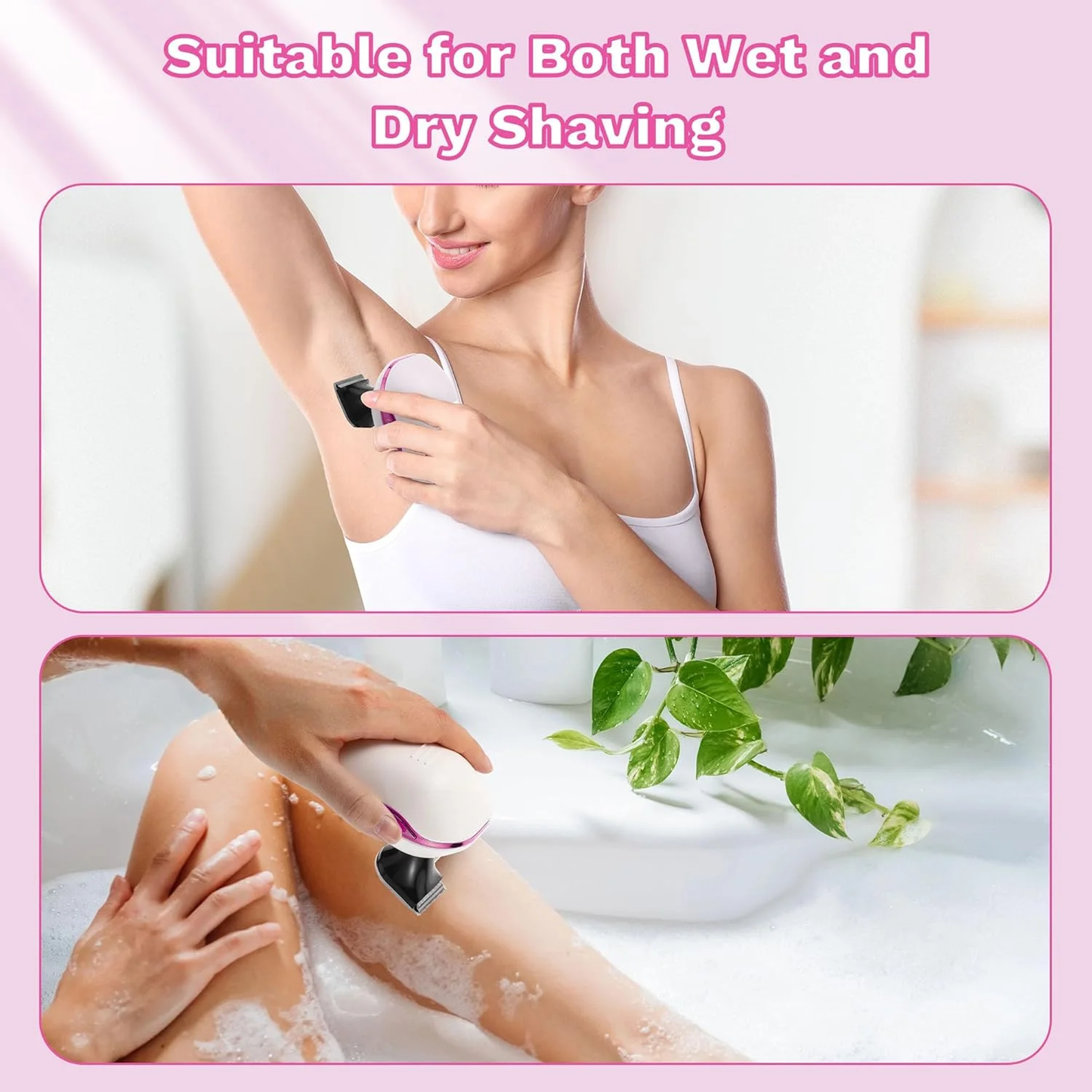 Hoey 5 in 1 Painless Hair Remover for Women, Facial Hair Removal, Electric Cordless Shaver Set, Wet & Dry Lady Razor for Women for Bikini Line, Nose Hair, Eyebrow, Arm, Leg USB Rechargeable