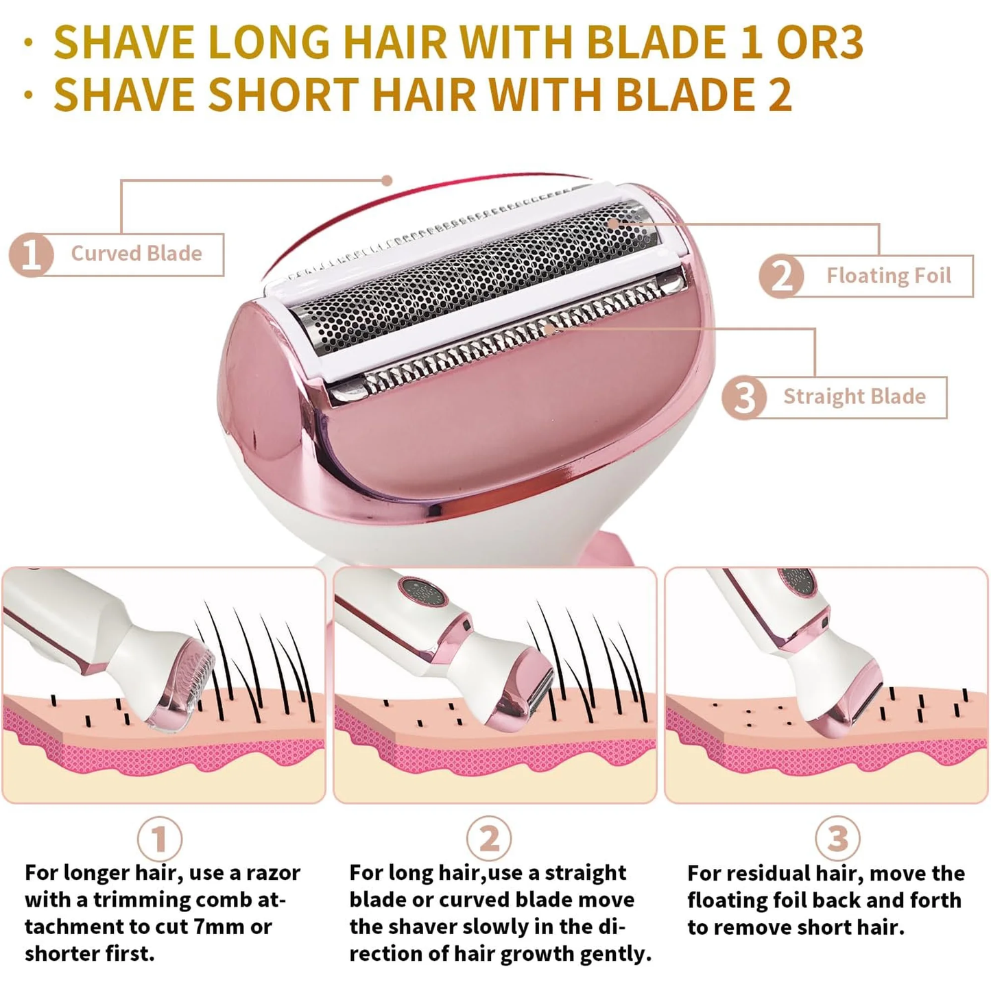 Bikini Trimmer for Women,4-in-1 Electric Razors for Women,IPX7 Waterproof Rechargeable Cordless Pubic Hair Shaver with LED Display for Ladies Bikini Pubic, Face, Underarms, Legs