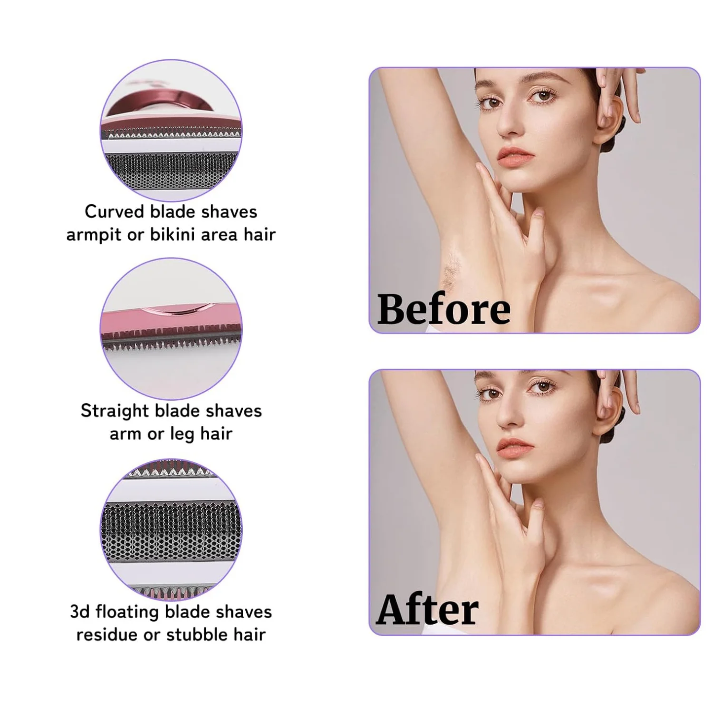 Bikini Trimmer for Women,4-in-1 Electric Razors for Women,IPX7 Waterproof Rechargeable Cordless Pubic Hair Shaver with LED Display for Ladies Bikini Pubic, Face, Underarms, Legs