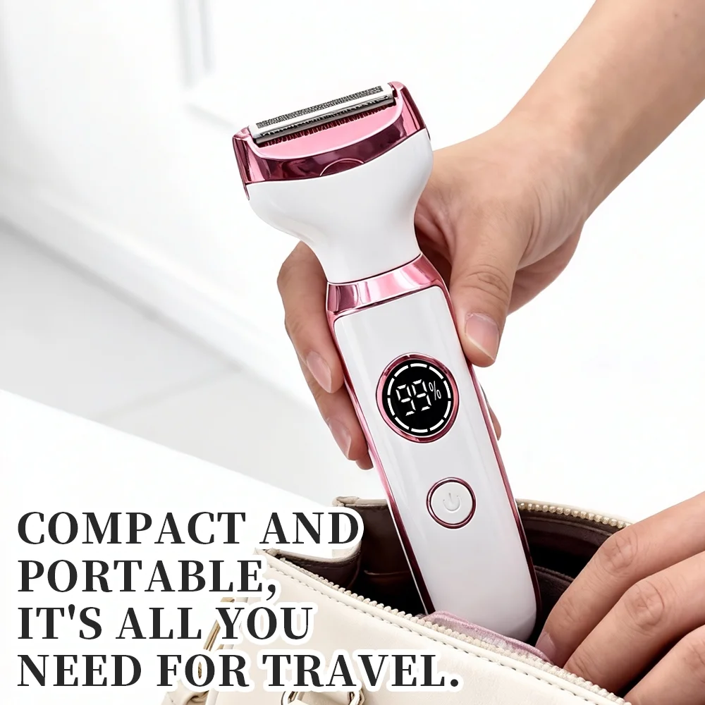 Bikini Trimmer for Women,4-in-1 Electric Razors for Women,IPX7 Waterproof Rechargeable Cordless Pubic Hair Shaver with LED Display for Ladies Bikini Pubic, Face, Underarms, Legs