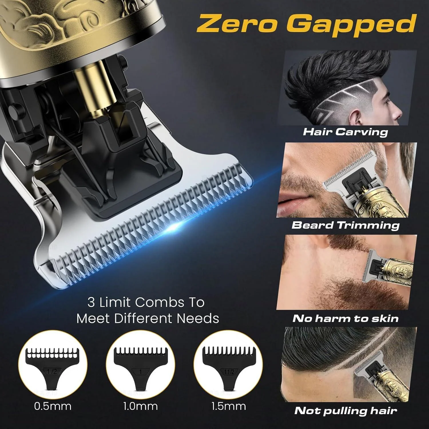Professional Hair Trimmer for Men, Cordless Rechargeable Beard Trimmer Hair Clippers for Men, Metal Body Cutting Grooming Kit, Beard Shaver Barbershop