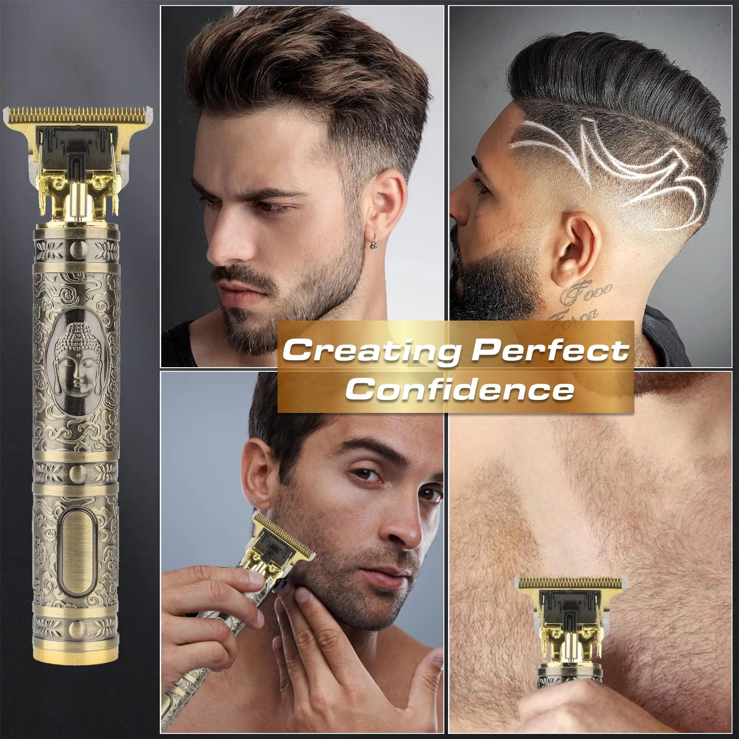 Professional Hair Trimmer for Men, Cordless Rechargeable Beard Trimmer Hair Clippers for Men, Metal Body Cutting Grooming Kit, Beard Shaver Barbershop