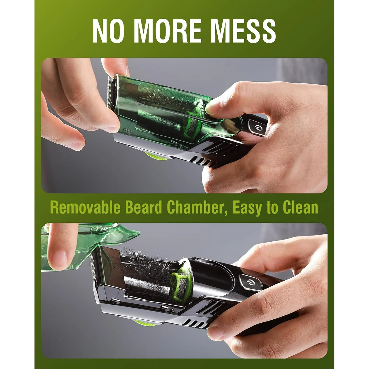 Beard Trimmer for Men, Vacuum Mustache Trimmer for Less Mess, IPX7 Waterproof, Rechargeable Electric Beard Cutting Kit with Adjustable Length Comb-Built-in Vacuum for Sideburns/Stubble