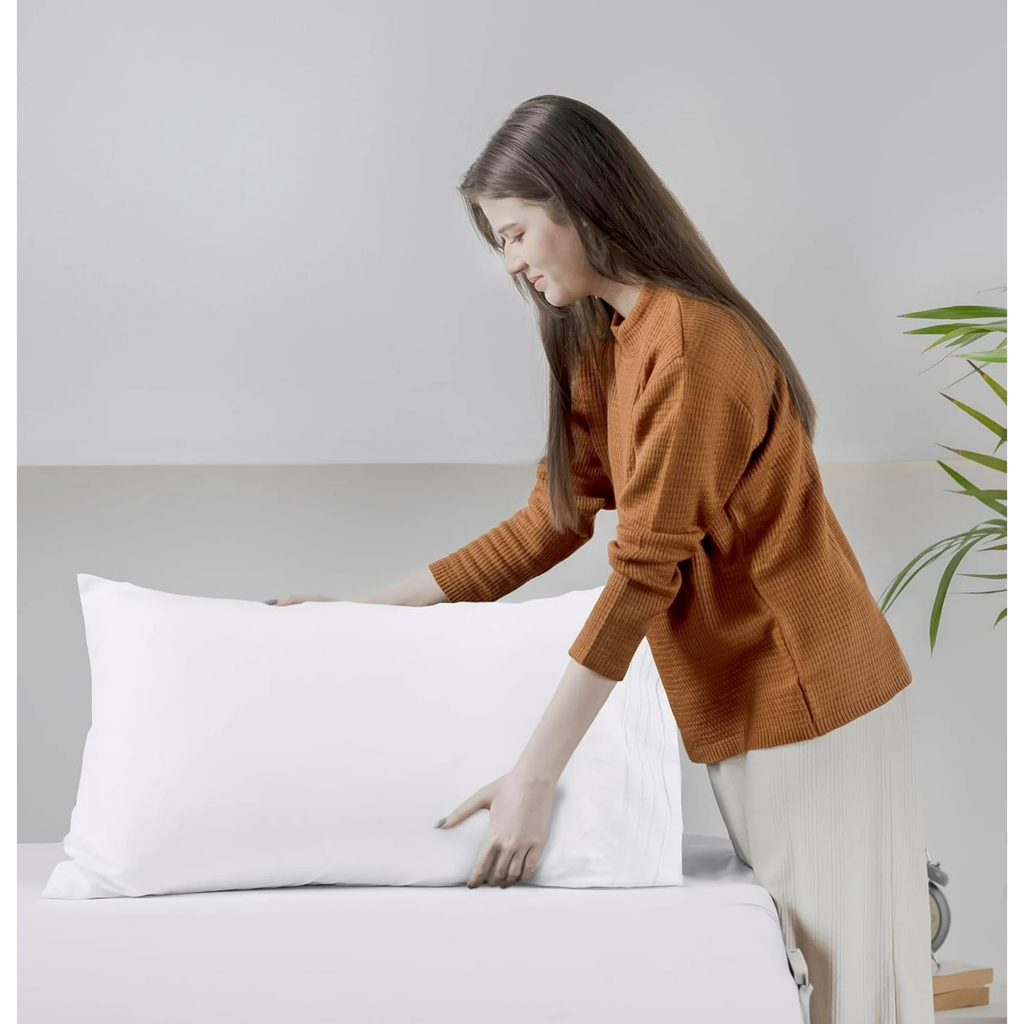 King Size Sheet Set, Soft Microfiber 4 Piece Hotel Luxury Bed Sheets with Deep Pockets, Embroidered Pillow Cases, Side Storage Pocket Fitted Sheet, Flat Sheet (White)