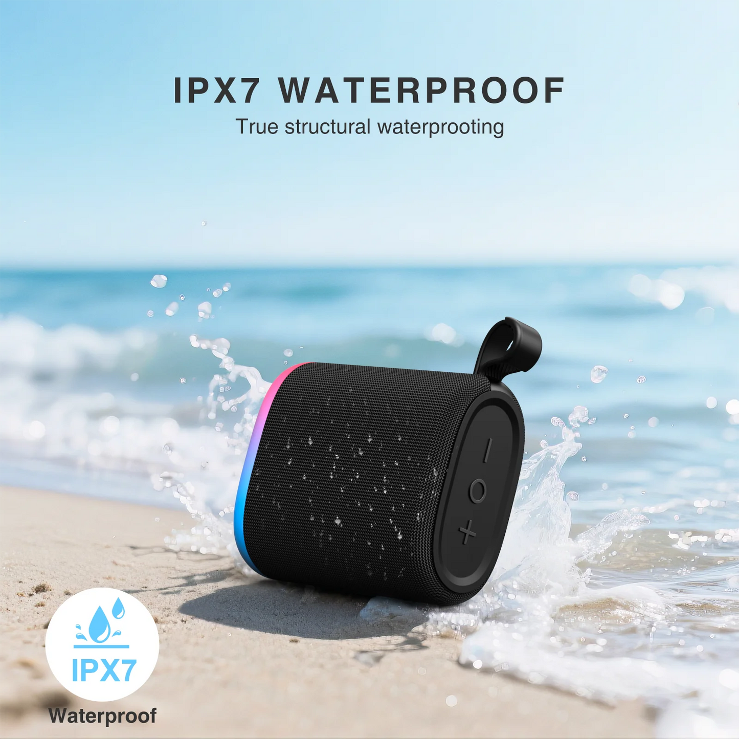 20W Portable Bluetooth Speaker with Stereo Sound, IPX7 Waterproof Wireless Speakers, 6 RGB LED Modes, Up to 40H Playtime, BT5.3, TWS Pairing, for Home/Bathroom/Party/Outdoor/Beach, Gift Ideals