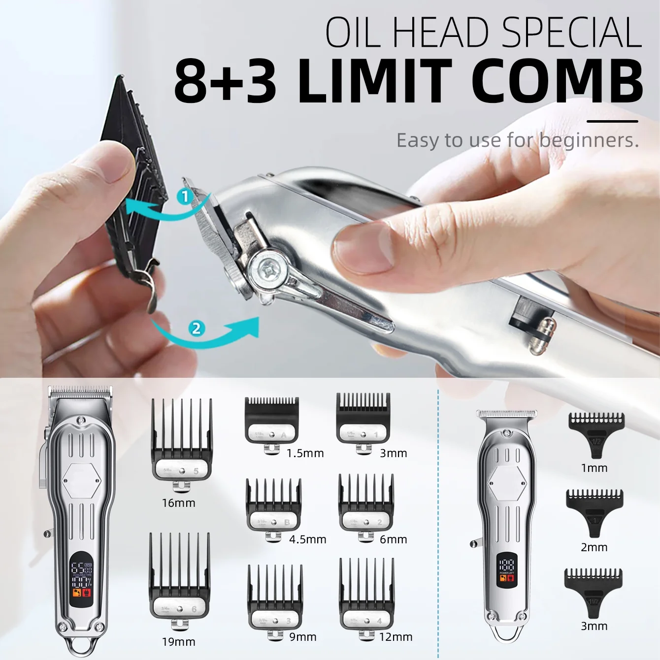 Clippers and Trimmers Set, Cordless Hair Clippers for Men, Barber Clippers Set