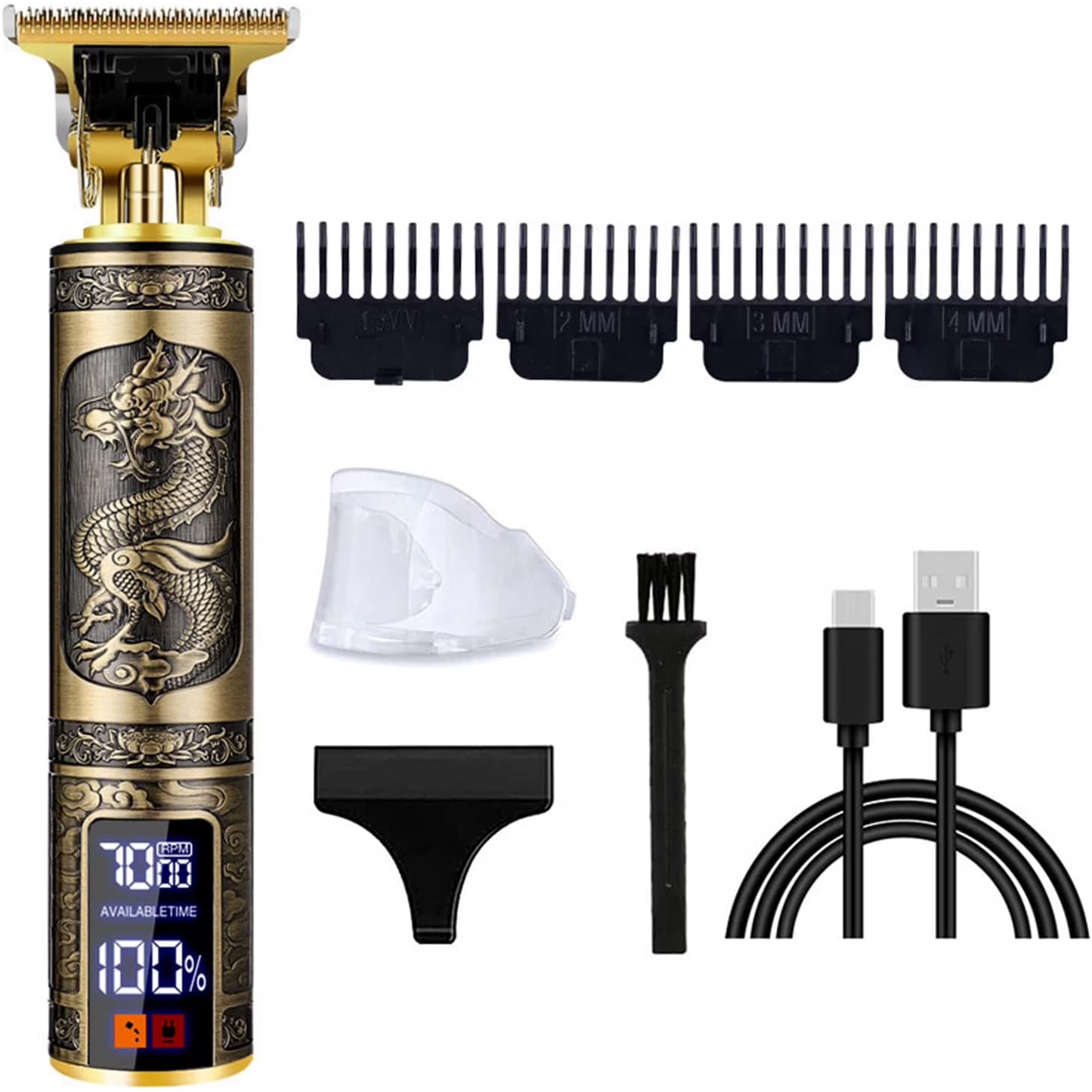 Professional Hair Trimmer for Men,T-Blade Zero Gapped Cordless Edger Clipper Cutting Rechargeable Liners Electric Beard Shaver with LED Display