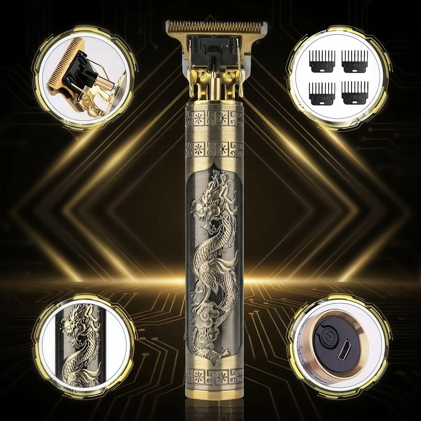Hair Clippers for Men, Cordless Electric Hair Trimmer Rechargeable Beard Trimmer Shaver, Electric T Blade Trimmer Zero Gapped Edgers Hair Cutting Kit with Guide Combs