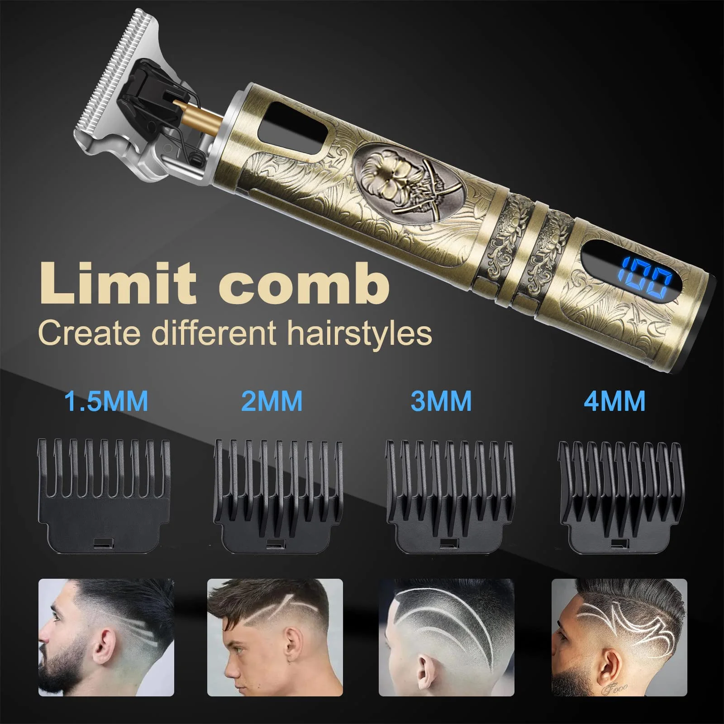 Professional Hair Trimmer for Men, Beard Trimmer Hair Clippers for Men, Cordless Rechargeable Hair Trimmer Cutting Grooming Kit,Beard Shaver Barbershop with LCD
