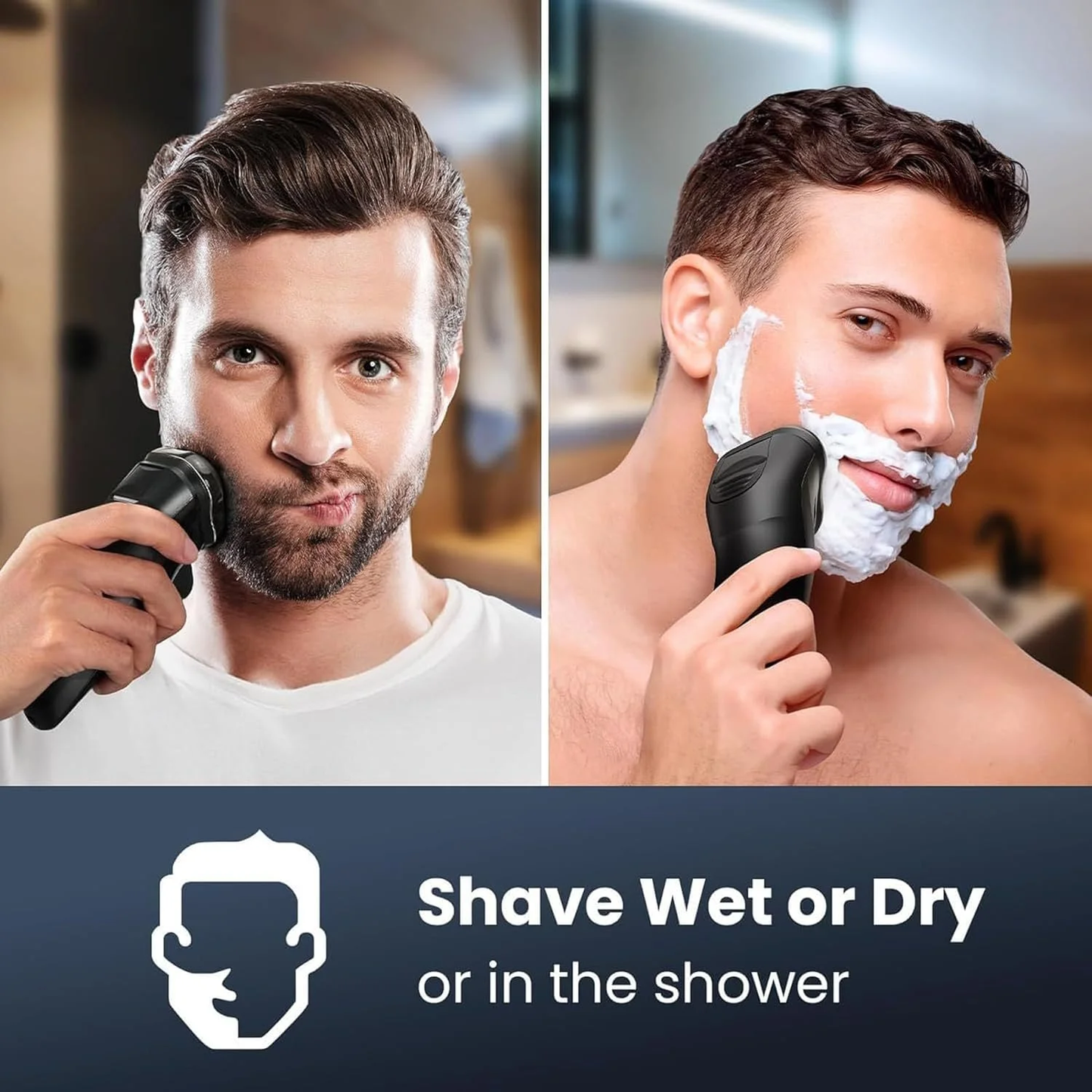 Hoey Electric Shaver Razor for Men, 3 in 1 Men’s Cordless LED Display IPX7 Waterproof Facial Nose Hair Beard Trimmer Grooming Haircut Kit with Wet Dry Rechargeable Use