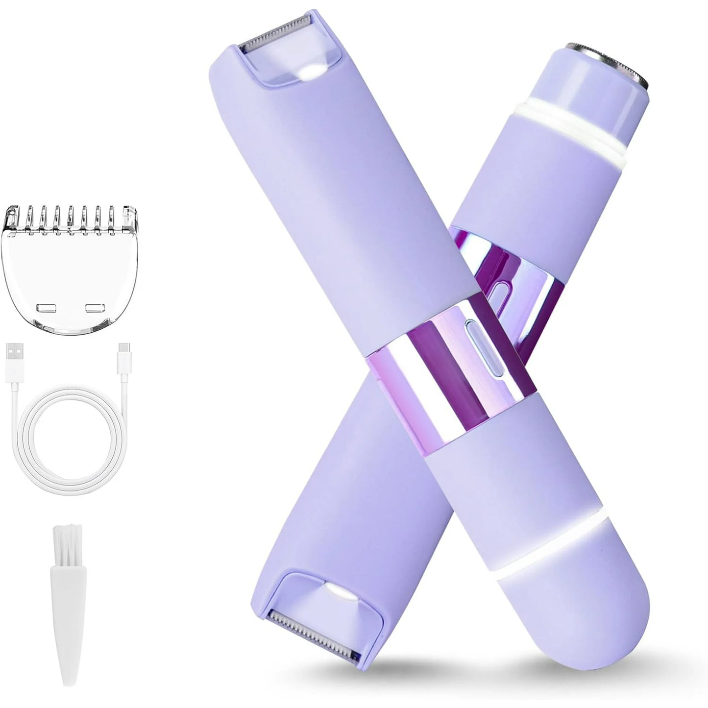 Hoeylife Electric Razor for Women, 2 in 1 Electric Shaver, Dual Head Bikini Trimmer IPX7 Waterproof Wet and Dry Use Body Hair Shaver and Lady Shaver for Bikini Leg Arm Body Underarm Face