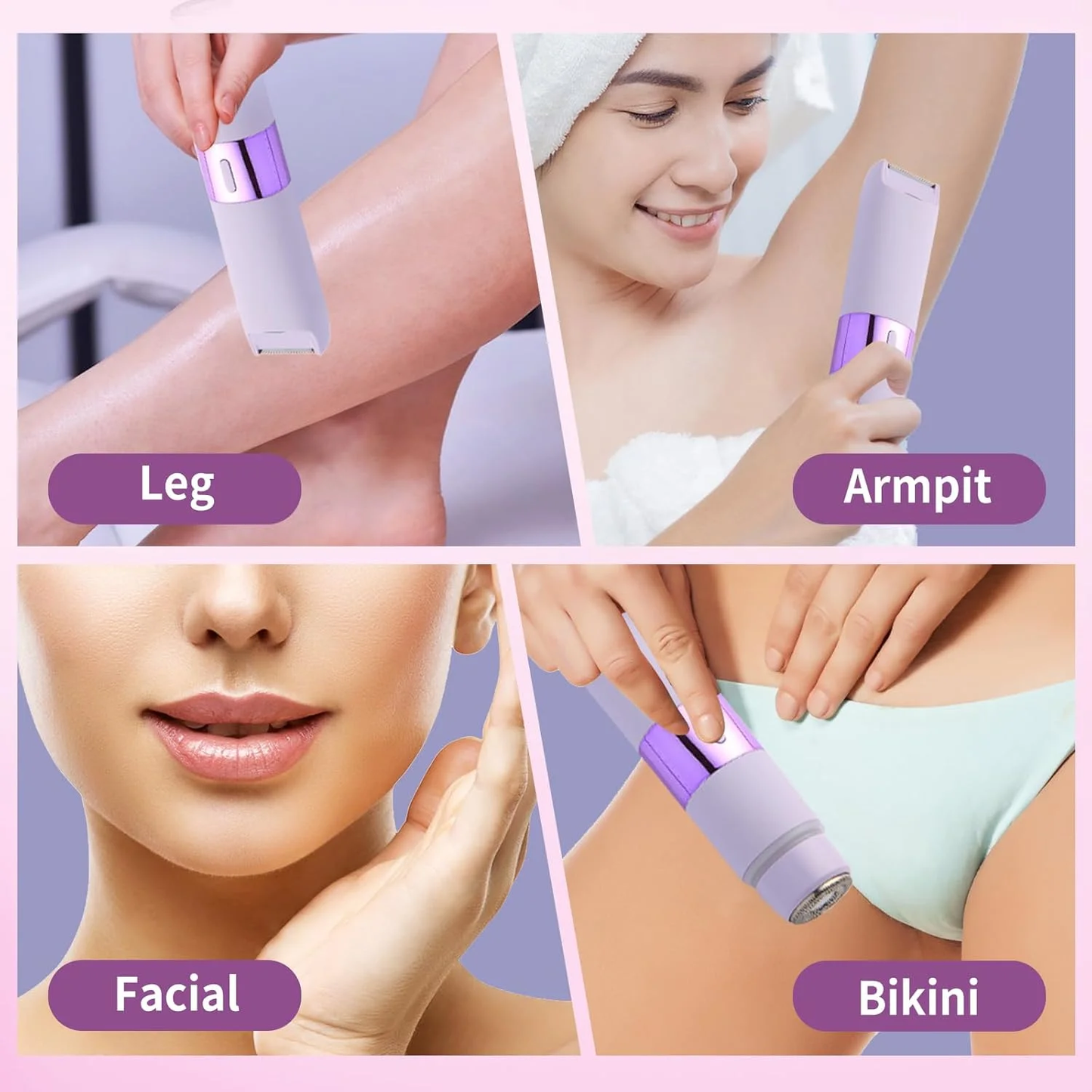 Hoeylife Electric Razor for Women, 2 in 1 Electric Shaver, Dual Head Bikini Trimmer IPX7 Waterproof Wet and Dry Use Body Hair Shaver and Lady Shaver for Bikini Leg Arm Body Underarm Face