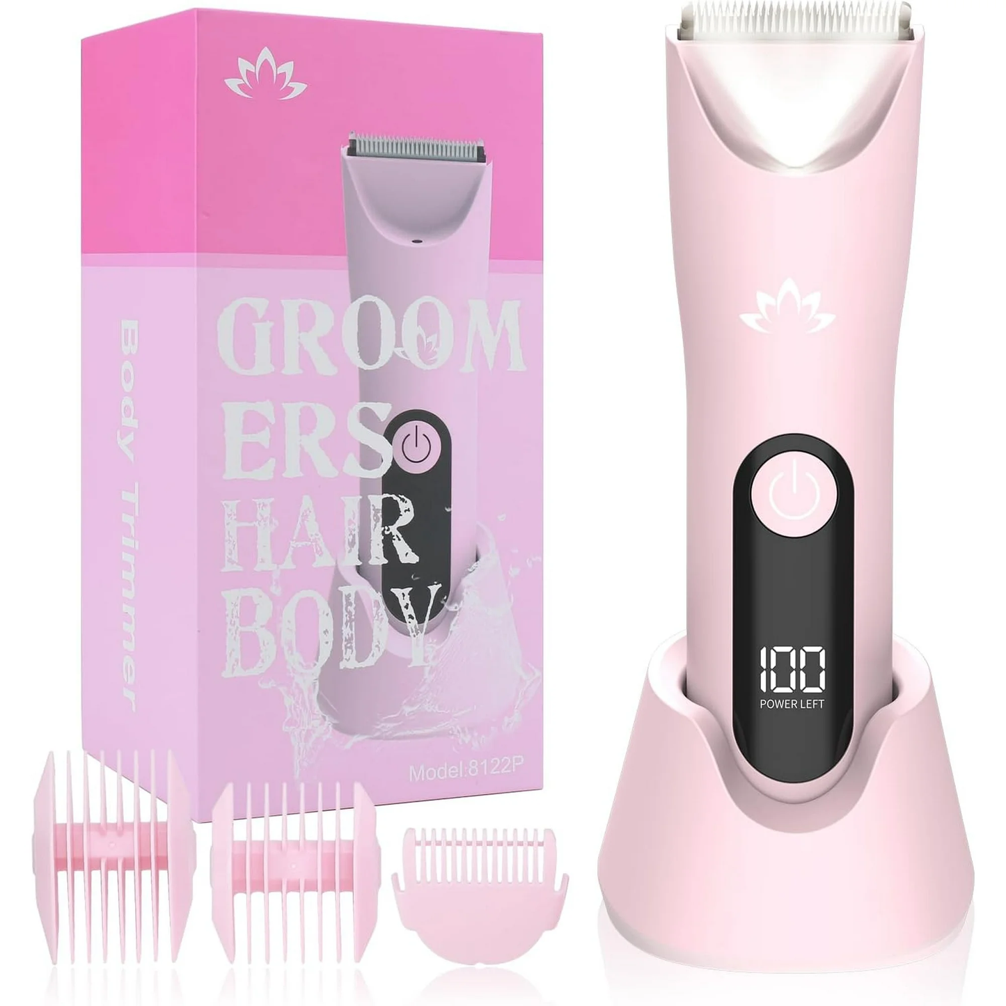 Bikini Trimmer for Women,Electric Razors for Women & LED Display,Wet/Dry Pubic Body Hair Trimmer,IPX7 Waterproof-Easy Cleaning Body Shaver Bikini Razor,Ceramic Blade,Women's Gifts