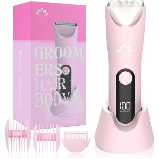 Bikini Trimmer for Women,Electric Razors for Women & LED Display,Wet/Dry Pubic Body Hair Trimmer,IPX7 Waterproof-Easy Cleaning Body Shaver Bikini Razor,Ceramic Blade,Women's Gifts