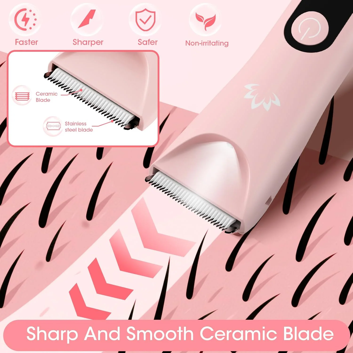 Bikini Trimmer for Women,Electric Razors for Women & LED Display,Wet/Dry Pubic Body Hair Trimmer,IPX7 Waterproof-Easy Cleaning Body Shaver Bikini Razor,Ceramic Blade,Women's Gifts