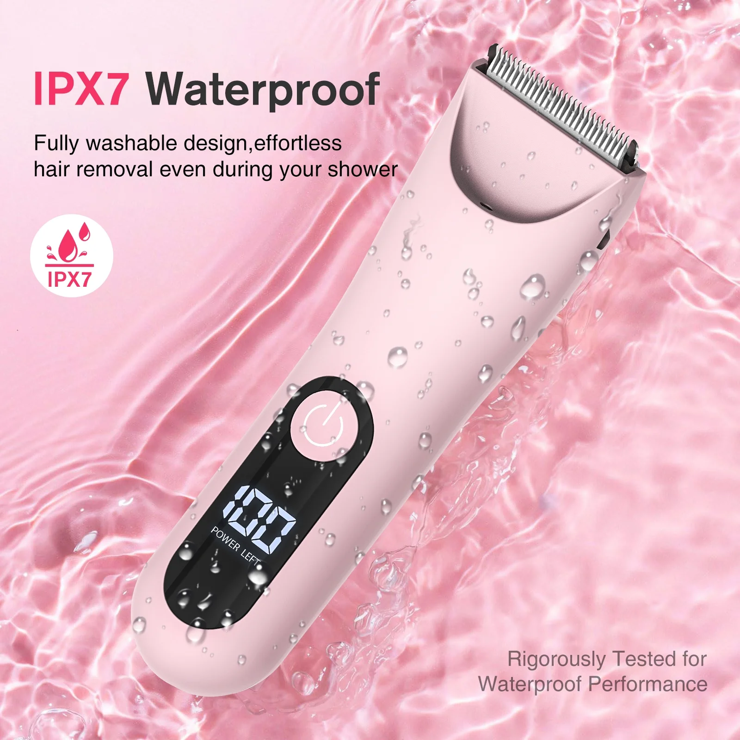 Bikini Trimmer for Women,Electric Razors for Women & LED Display,Wet/Dry Pubic Body Hair Trimmer,IPX7 Waterproof-Easy Cleaning Body Shaver Bikini Razor,Ceramic Blade,Women's Gifts