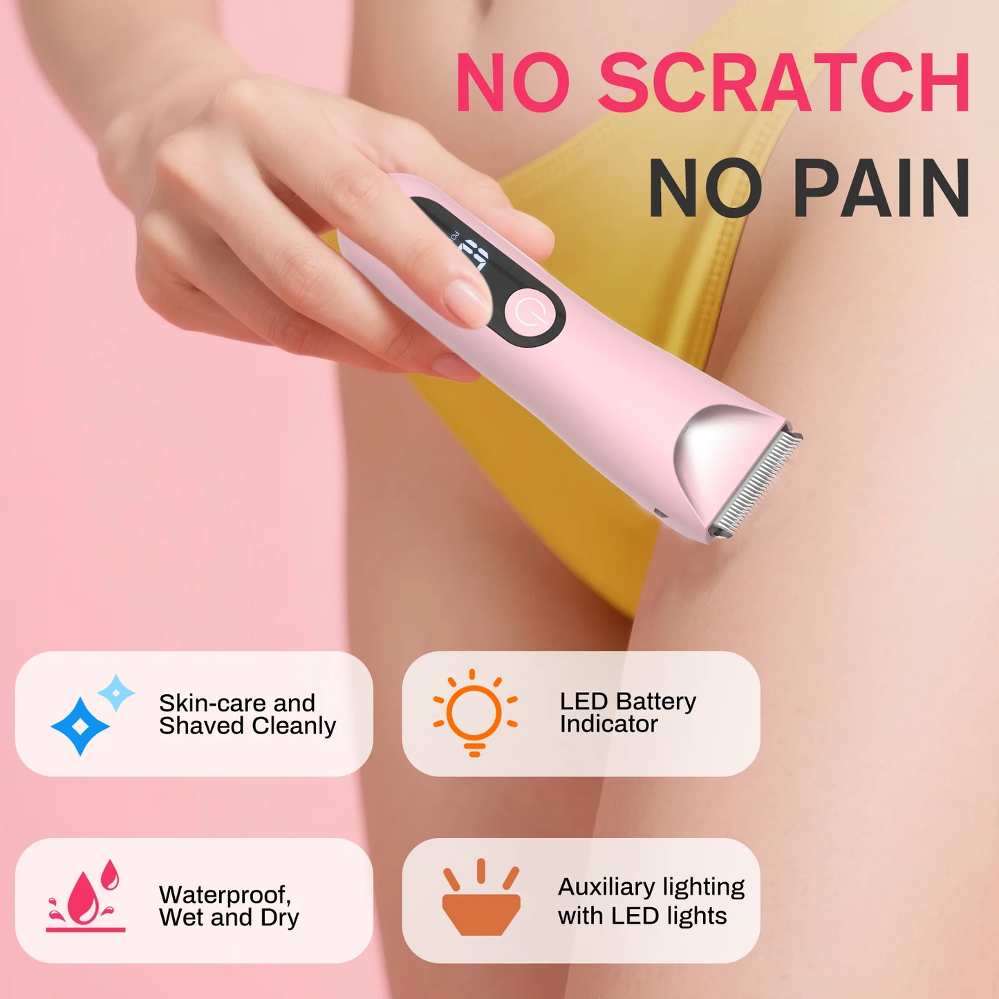 Bikini Trimmer for Women,Electric Razors for Women & LED Display,Wet/Dry Pubic Body Hair Trimmer,IPX7 Waterproof-Easy Cleaning Body Shaver Bikini Razor,Ceramic Blade,Women's Gifts