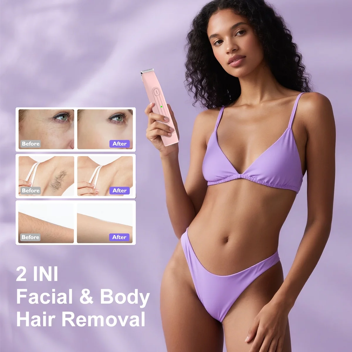 Bikini Trimmer for Women, Dual Head Electric Razors, Pubic Hair Trimmer with IPX7 Waterproof & Easy Cleaning, Rechargeable Painless Silk Glide Pro Shaver for Underarm Leg Arm Body Face
