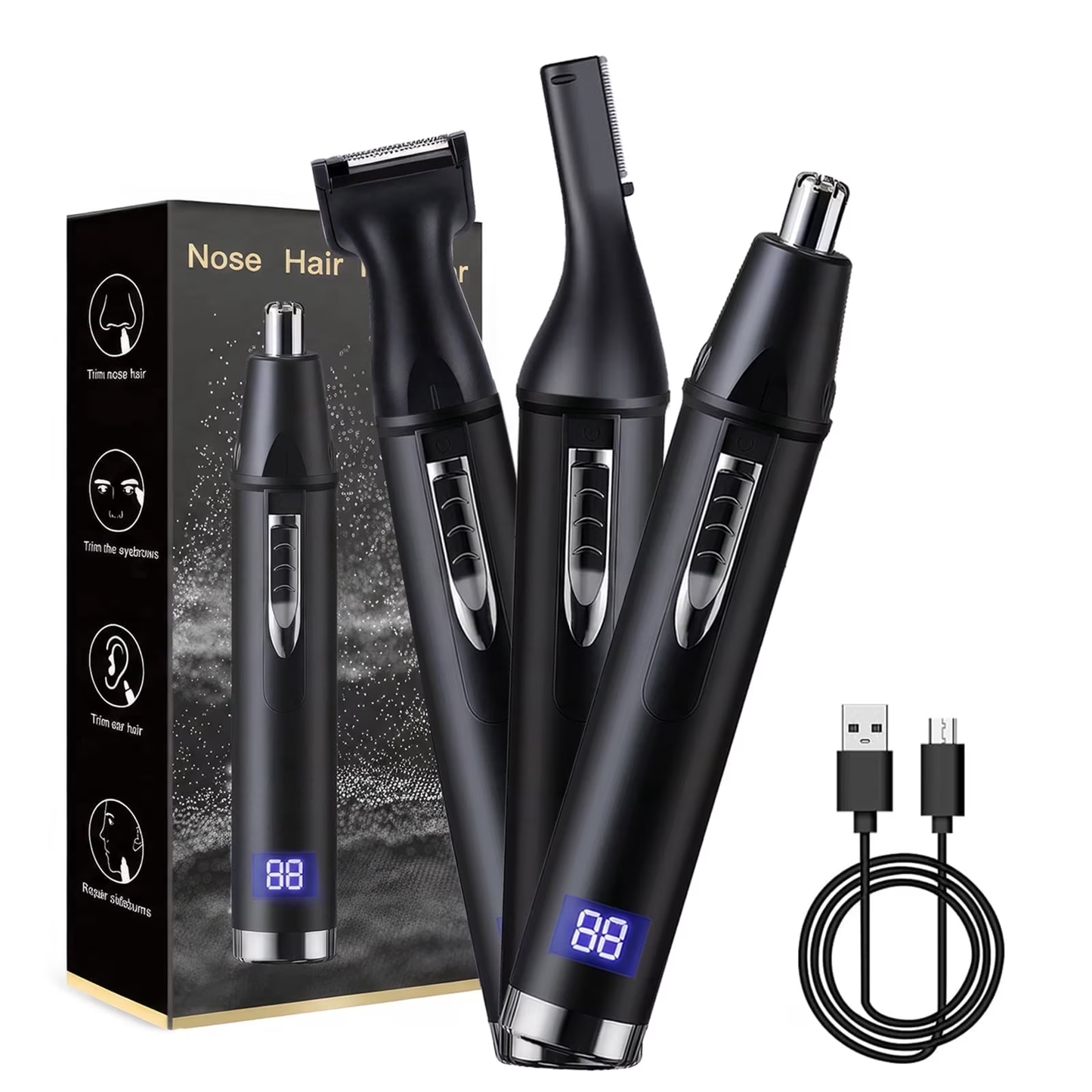 Ear and Nose Hair Trimmer for Men and Women, Travel Trimmer,High-Precision Nose Shaver,USB Rechargeable,Waterproof,Safe & Quiet Operation,Portable Ear Hair Remover Design