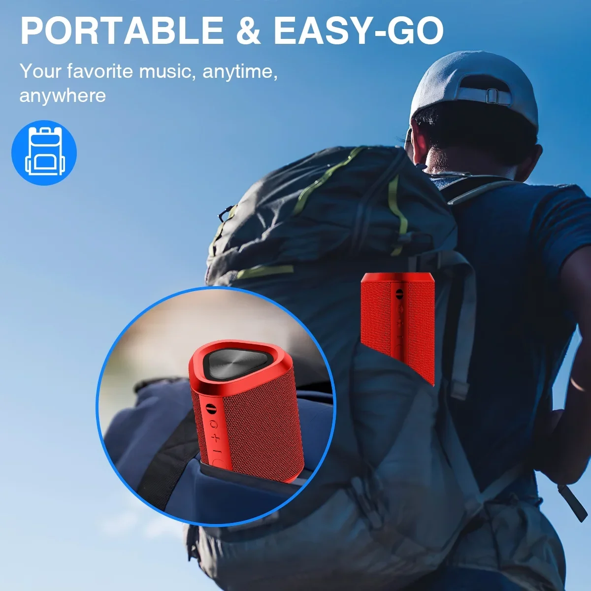 Bluetooth Speaker, 24H Playtime Portable Wireless Bluetooth 5.0 Speaker with Stereo Bass, up to 100 ft Bluetooth Range, IPX7 Waterproof Mini Bluetooth Speaker